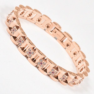 Wollet Fashion Zircon Semicircle 316L Stainless Steel Bio Magnetic Bracelet
