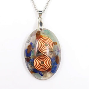 Wollet Natural Crystal Organ Double Spiral Chakra Power Stone Pendant