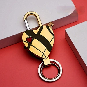 Wollet New Heart-shaped Design LED Light Flint Lighter Keyring Ring Gas Keychain Lighter