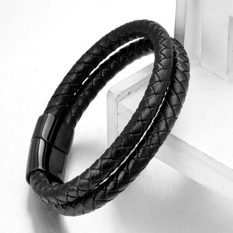 wollet fashion jewelry wholesale magnetic leather bracelet with cz stone and volcano