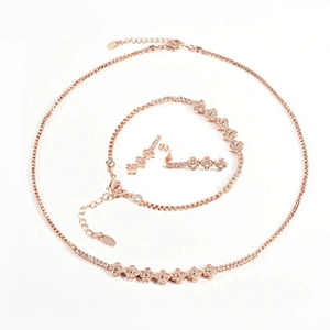 Wollet Fashion CZ Stone Copper Magnetic Gold Plated Jewelry Set