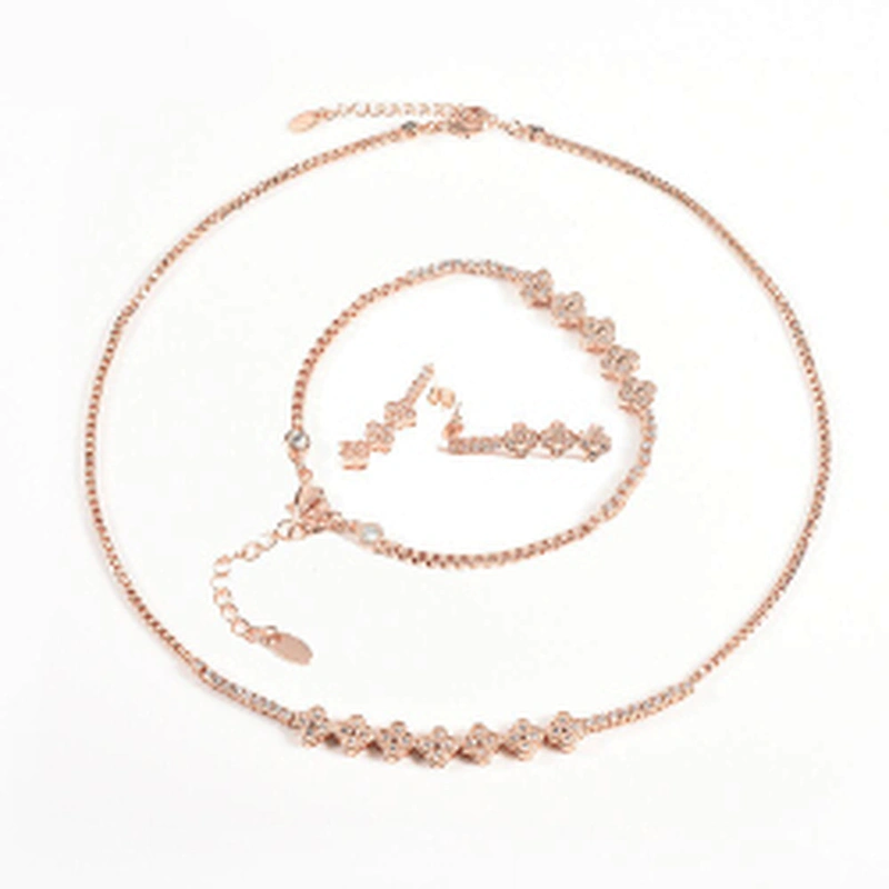 Wollet Fashion CZ Stone Copper Magnetic Gold Plated Jewelry Set