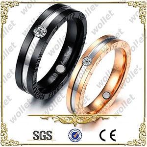 2014 two tone plating cz stone custom hot sell titanium couple ring