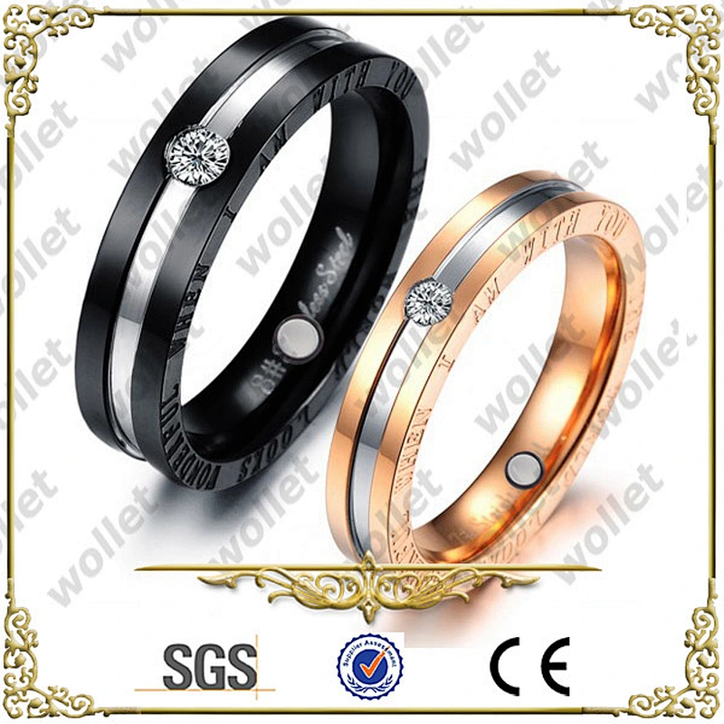 2014 two tone plating cz stone custom hot sell titanium couple ring
