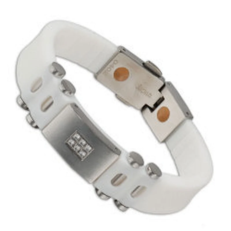 Wollet Fashion High Quality Black Silicon Stainless Steel Accessories Germanium Silicone Bracelet