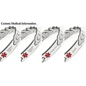 Wollet Real Tungsten Health Energy Custom Free Diabetic Medical Magnetic Alert Id Bracelet