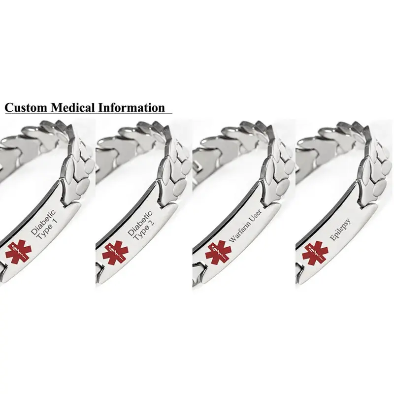 Wollet Real Tungsten Health Energy Custom Free Diabetic Medical Magnetic Alert Id Bracelet