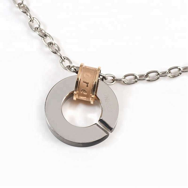 Wollet Fashion Couple CZ Stone Round Pendant 316L Stainless Steel Pendant