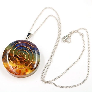 Wollet Natural Crystal Organ Double Spiral Chakra Power Stone Pendant