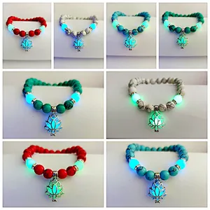 Wollet Energy Glowing Lotus Sanskrit Beaded Bracelet