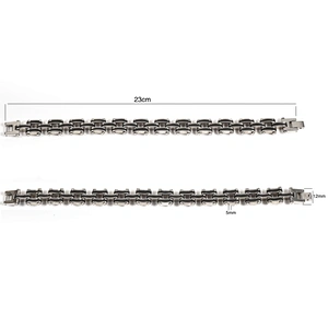 Wollet Fashion Classic 316L Stainless Steel Black Bicycle Chain Bracelet For Men