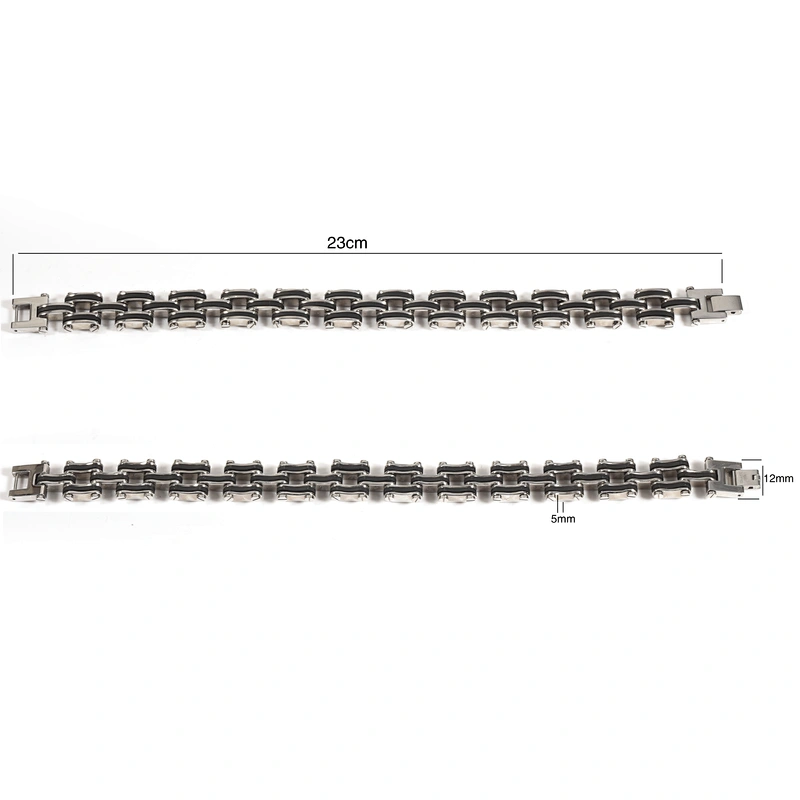 Wollet Fashion Classic 316L Stainless Steel Black Bicycle Chain Bracelet For Men