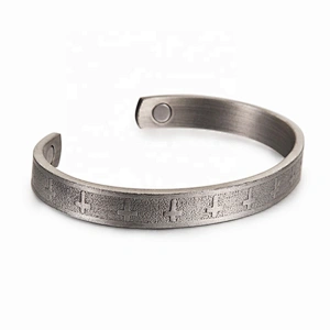 Wollet Mens Silver Bangle  Arthritis Pain Relief Therapy Healthy Copper Magnetic Bracelet