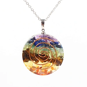 Wollet Natural Crystal Organ Double Spiral Chakra Power Stone Pendant