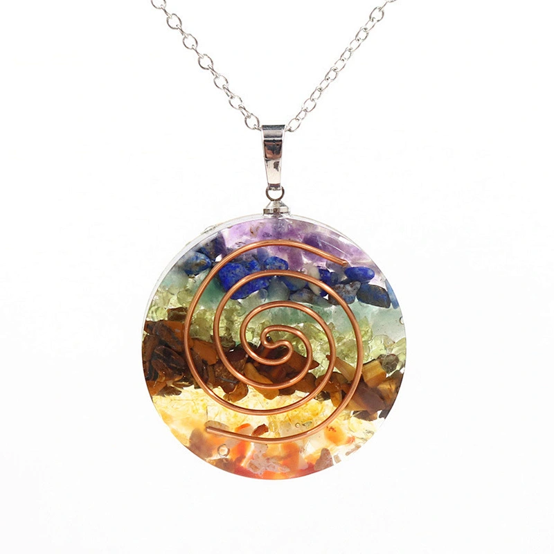 Wollet Natural Crystal Organ Double Spiral Chakra Power Stone Pendant