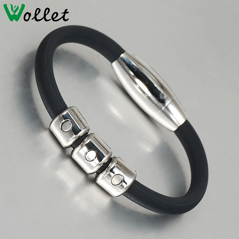 Man 4 in 1 Bio Elements positive Friendly energy sports titanium silicone magnetic bracelet