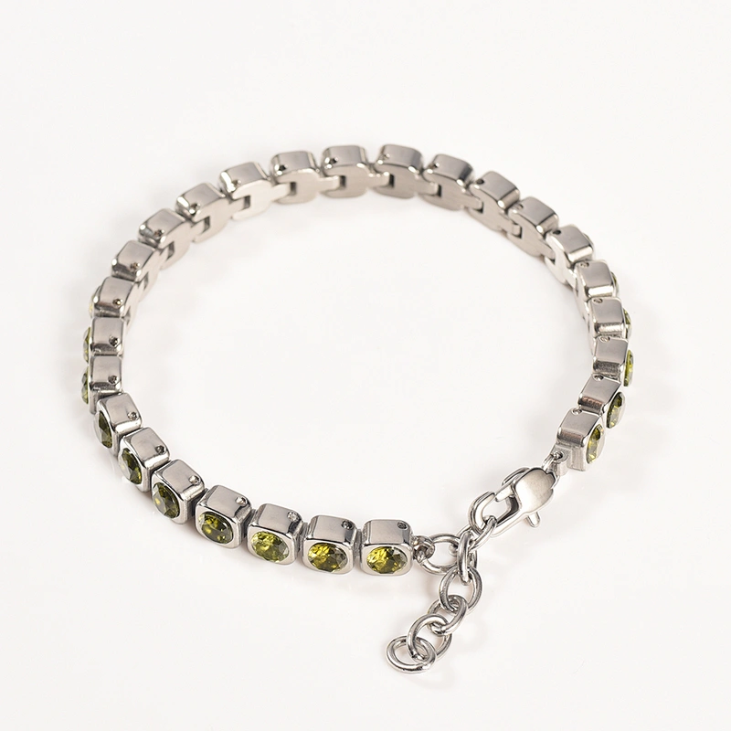 Wollet Fashion Square Natural Crystal 316L Stainless Steel Bracelet