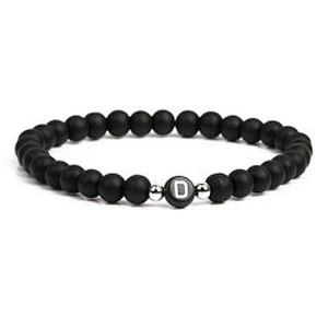 Wollet fashion black small natural lava rock stone bead bracelet