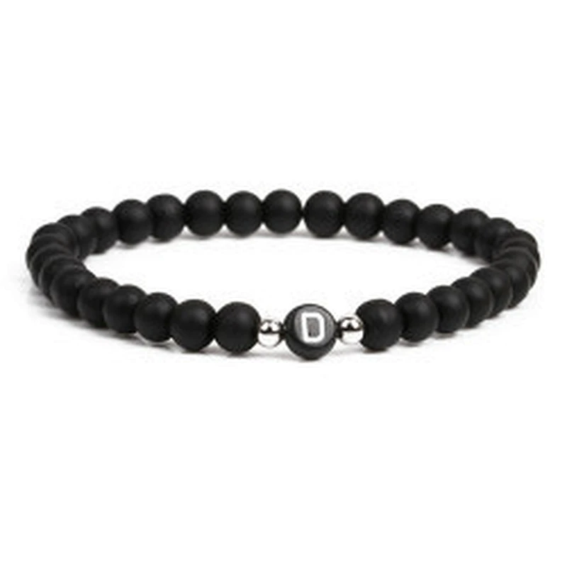 Wollet fashion black small natural lava rock stone bead bracelet