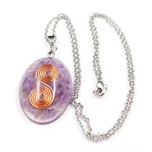 Wollet Natural Crystal Organ Double Spiral Chakra Power Stone Pendant