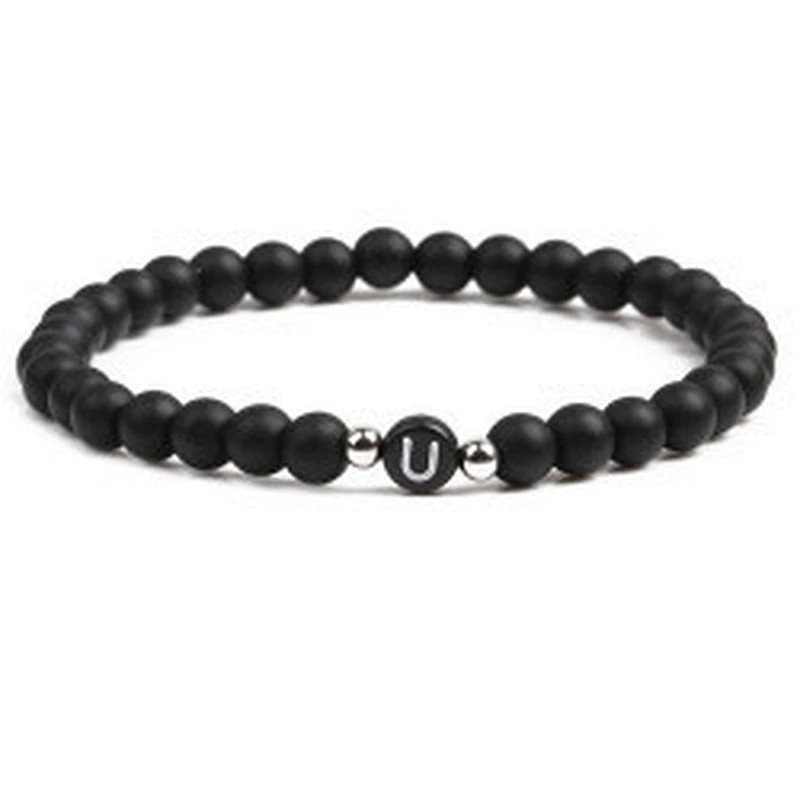 Wollet fashion black small natural lava rock stone bead bracelet