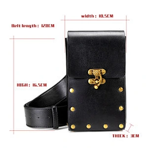 Wollet Ladies One Shoulder Crossbody Waist Bag Steampunk Retro Motorcycle Bag