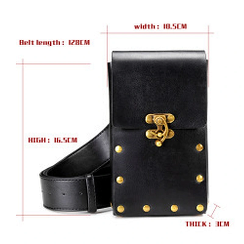 Wollet Ladies One Shoulder Crossbody Waist Bag Steampunk Retro Motorcycle Bag