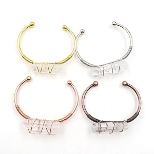 Wollet Natural White Crystal Hexagonal Column DIY Winding Opening Adjustable Bracelet