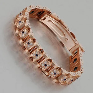 Wollet Fashion Zircon Semicircle 316L Stainless Steel Bio Magnetic Bracelet