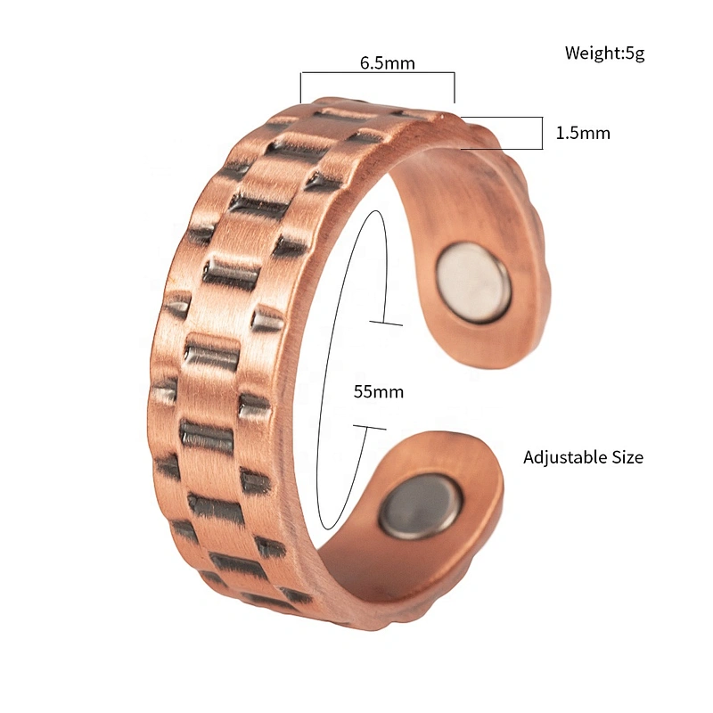 Wollet Magnetic Copper Ring Arthritis Women Pure Copper Rings for Women Adjustable Health with 3PCS Magnets
