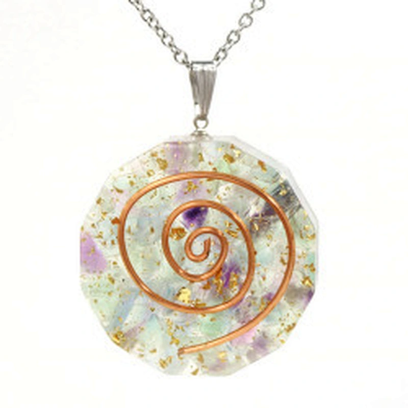 Wollet Natural Crystal Organ Double Spiral Chakra Power Stone Pendant
