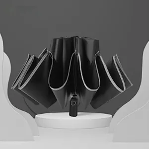 Wollet LED Light Fully Automatic Reverse Folding Umbrella with Night Reflective Strip