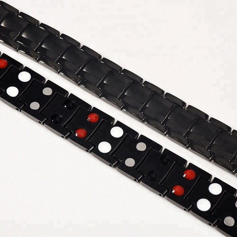 Wollet Hot 4 In 1 Energy Double Row 316L Stainless Steel Titanium Bio Magnetic Bracelet