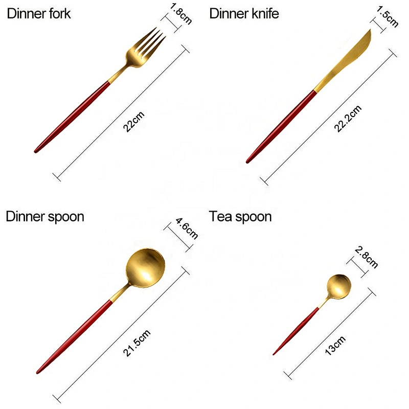 Wollet New Design Tableware Dinnerware Sets Dinner Plate Sets Copper Fork Spoon Pure Copper Tableware Set