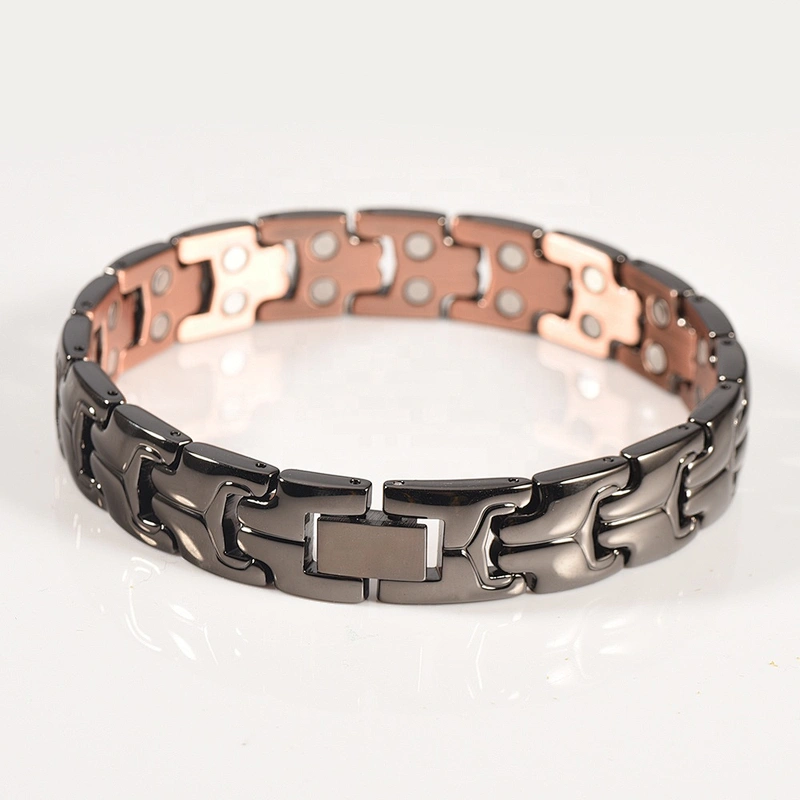 Wollet Fashion Wholesale Black Plated Health Balance Bio Magnetic Men Copper Bracelet