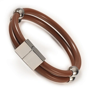 Wollet Fashion Double Silicone Bio Magnetic Stainless Steel Clasp Silicone Bracelet