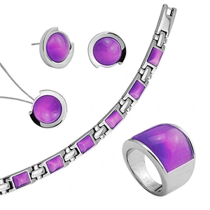 2018 New Design women colorful cat eye Stainless Steel fashion costume jewelry set