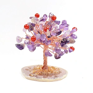 Wollet Natural Crystal Crushed Stone Fortune Tree Home Decoration