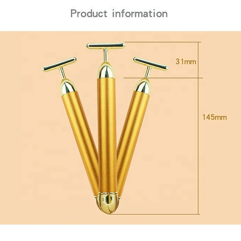 Wollet 24K Gold Beauty Stick Eco-friendly Electric T-shaped Facial Massager