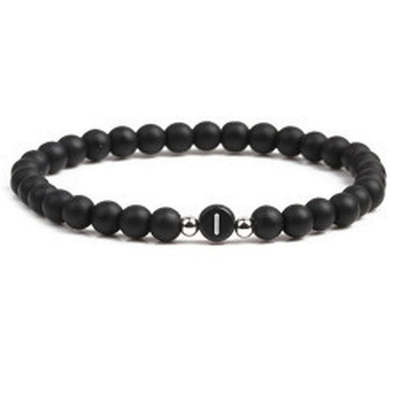 Wollet fashion black small natural lava rock stone bead bracelet