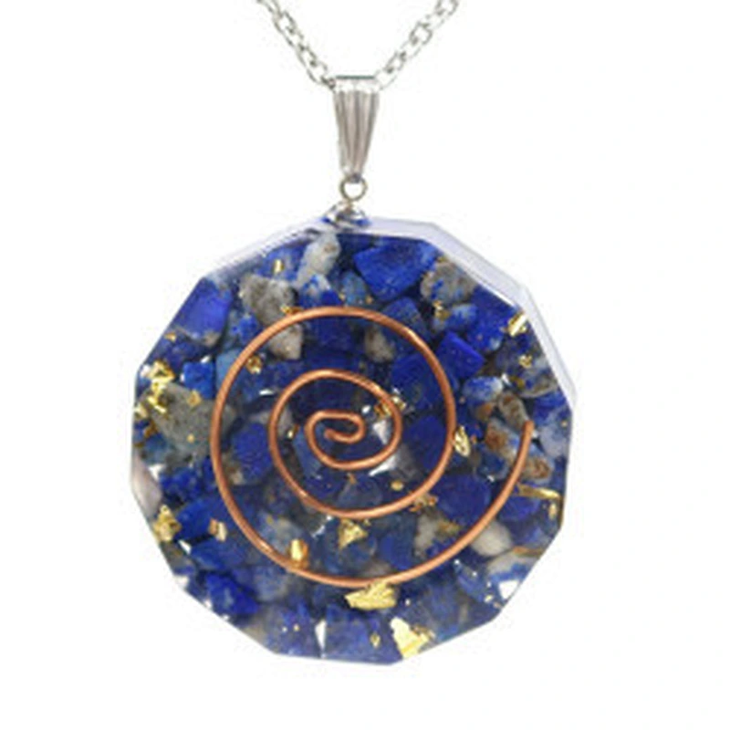 Wollet Natural Crystal Organ Double Spiral Chakra Power Stone Pendant