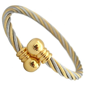 Coffee Plating Stainless Steel Cable Bracelet With Magnetic Balls