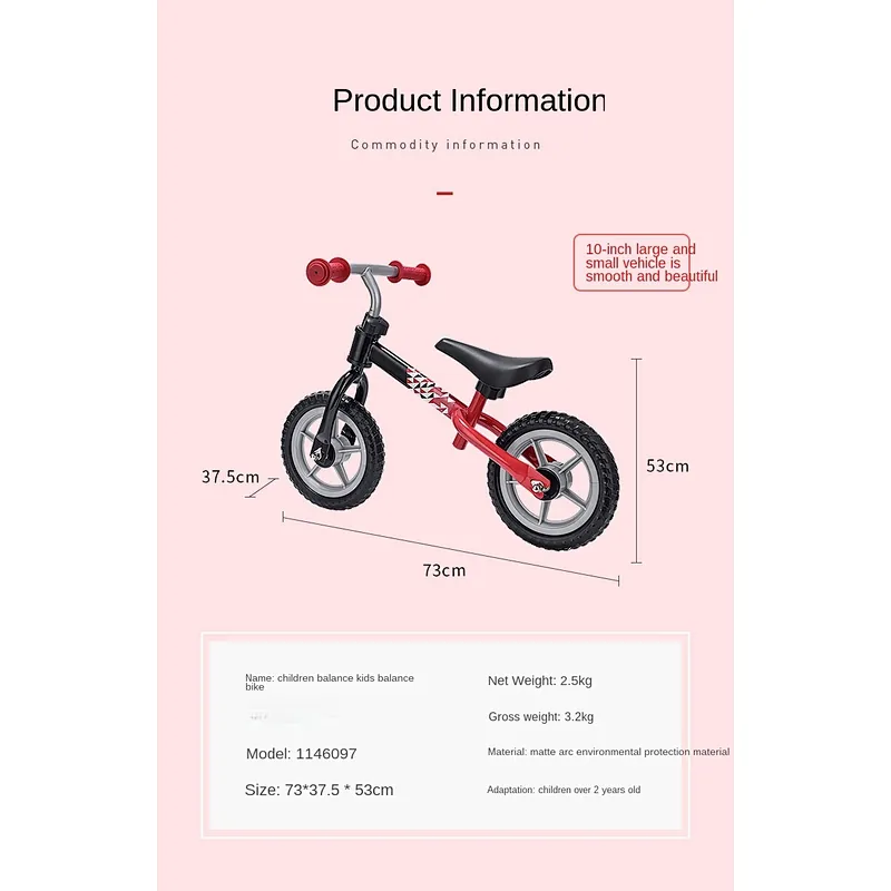Wollet Popular 2-4 years old non-pedal two-wheeled children's scooter balance bike baby walker