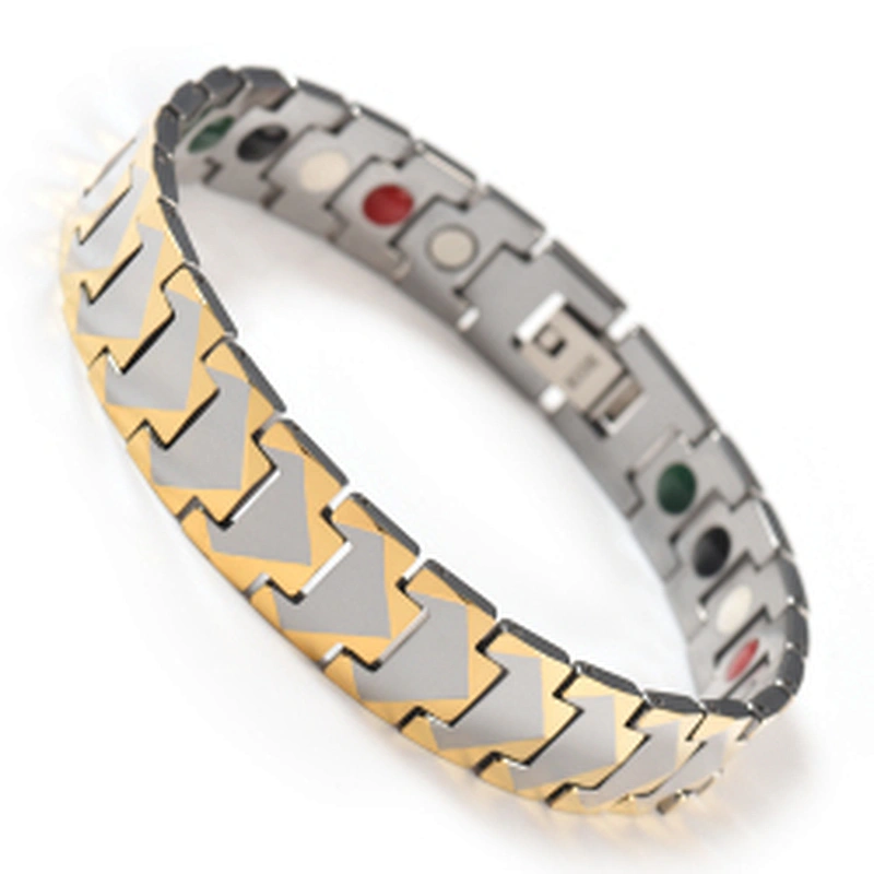 Health Gold Plated negative ion tourmaline infrared germanium magnet Magnetic wholesale tungsten bracelet bangle