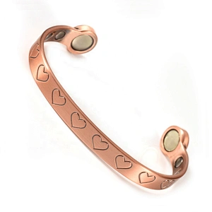 Wollet Fashion Wholesale Heart-Shaped Health Energy Bio Magnetic Copper Bracelet