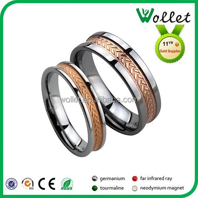 wollet gold plated mens expandable pair tungsten carbide wedding ring