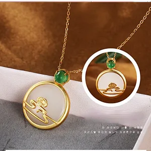 Wollet S925 Silver Ladies Ethnic Style Xiangyun Hetian Jade Pendant
