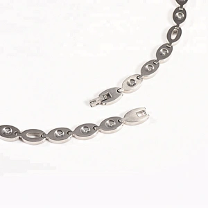 Wollet Fashion 316L Stainless Steel Bio Magnetic CZ Stone Energy Health Necklace