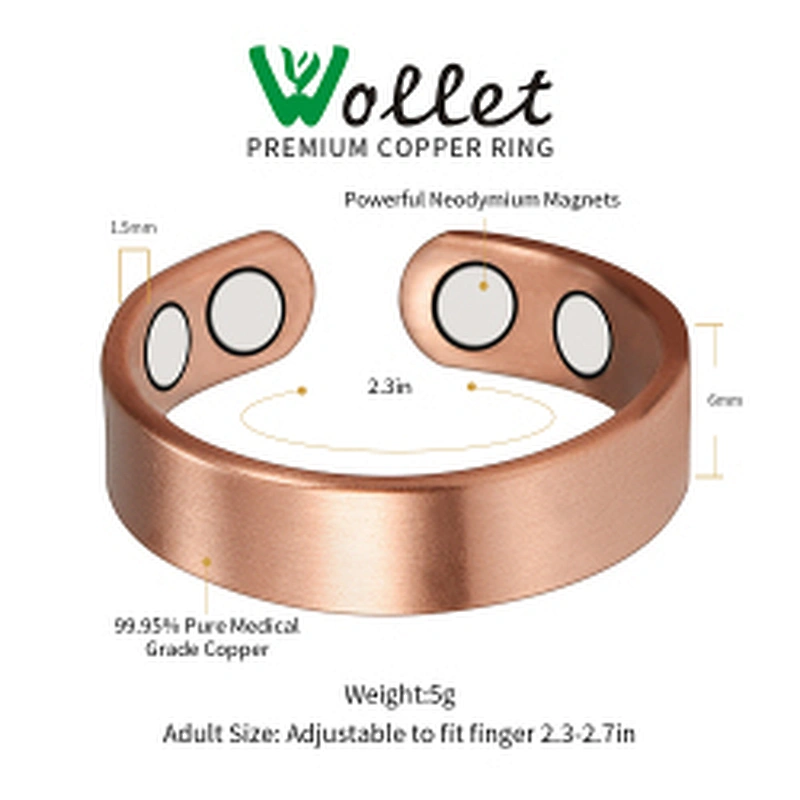 Wollet Original Pain Relief Pure Copper Antique Finger Rings Jewelry Bio Magnetic Therapy Copper Ring For Arthritis