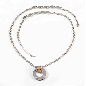 Wollet Fashion Couple CZ Stone Round Pendant 316L Stainless Steel Pendant